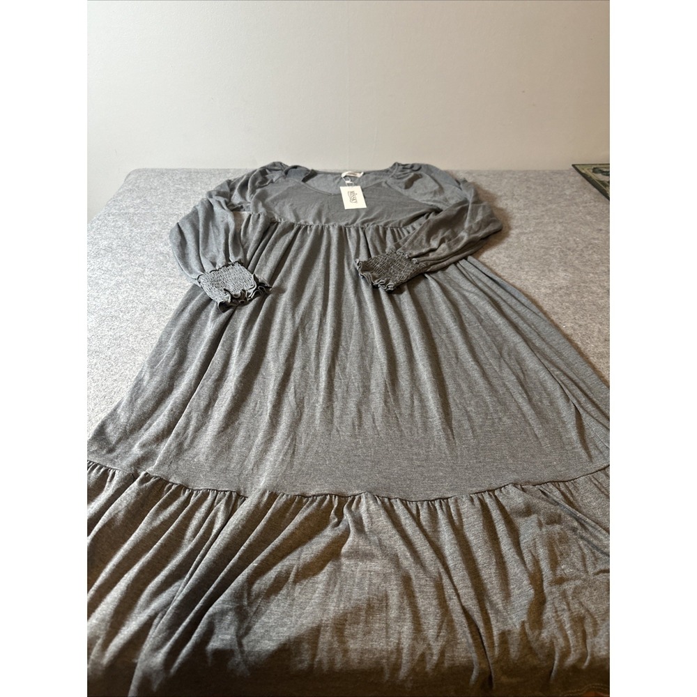 Missky Gray Long Sleeved Stretchy Dress Smocked Cuffs Women's‎ Sm NWT Maternity